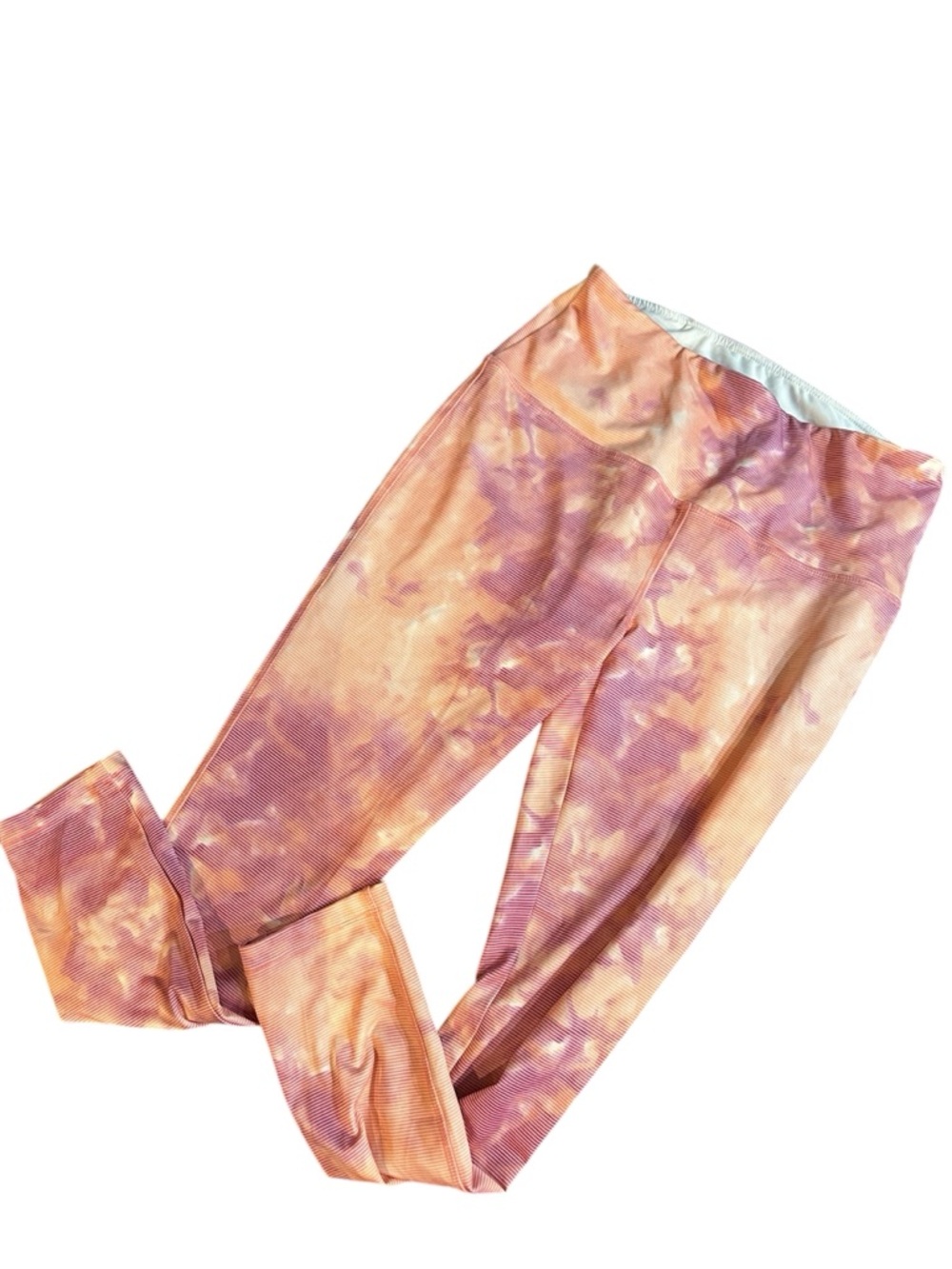Women's Tie-Dye Peach & Pink High-Rise Leggings
